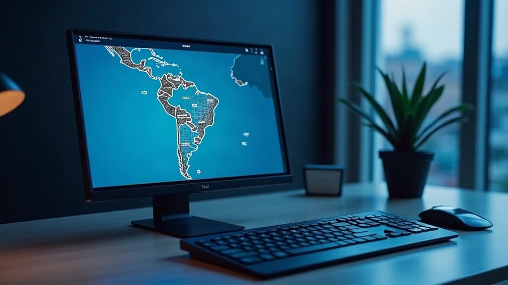 Mapa do Brasil em uma tela ao lado de um teclado e uma chave de carro — como consultar um veículo de outro estado.