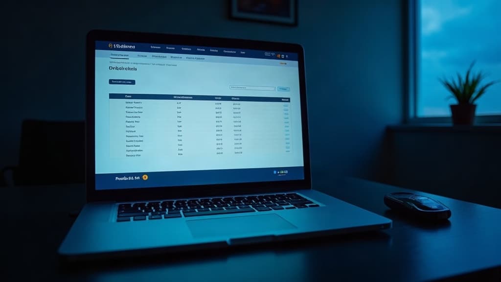 Tela de computador com uma lista de veículos e valores de IPVA — IPVA por CPF como consultar.