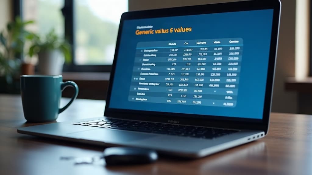 Notebook com uma tabela de valores na tela, ao lado da chave do carro — tabela ipva 2027.